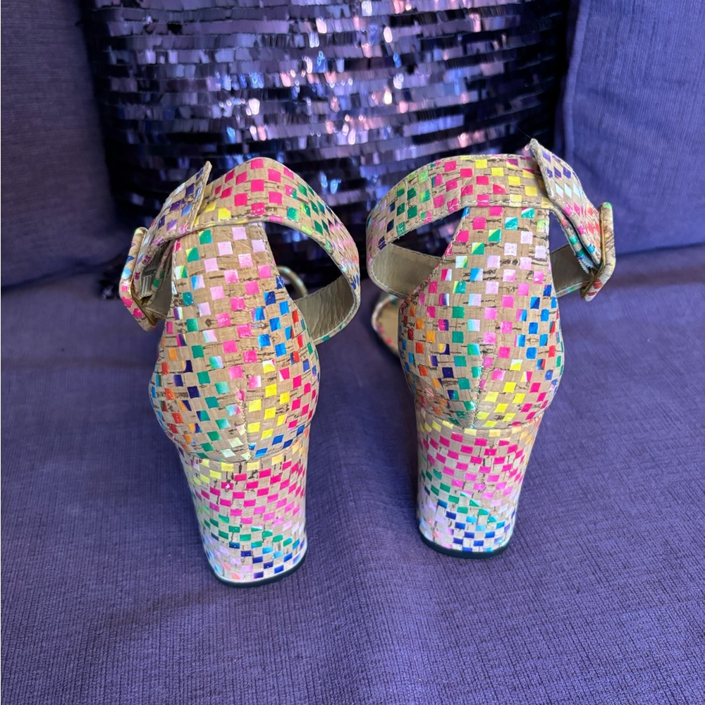 Vaneli‎ Women's Multicolor Heeled Sandals 3.5” Block Heal Cork Finish Size 10W - Picture 5 of 11